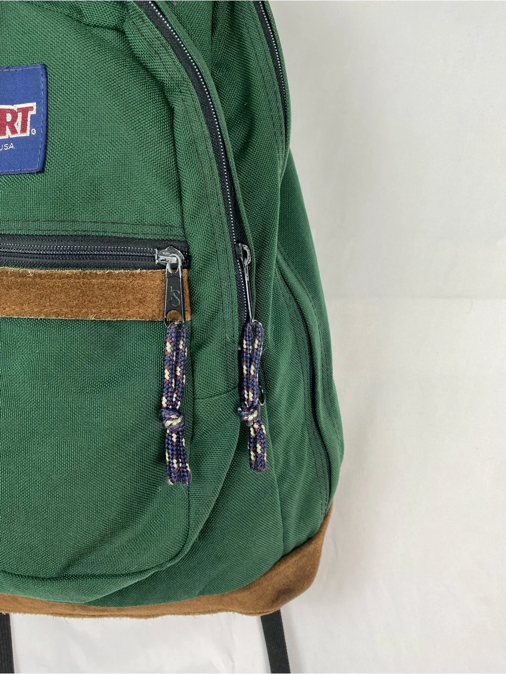 Vintage 90s Jansport Backpack Suede Bottom Made in USA Bag Green